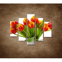 Obrazy na stenu - Červené tulipány - 5dielny 100x80cm
