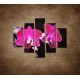 Obrazy na stenu - Ružová orchidea na čiernom pozadí - 5dielny 100x80cm