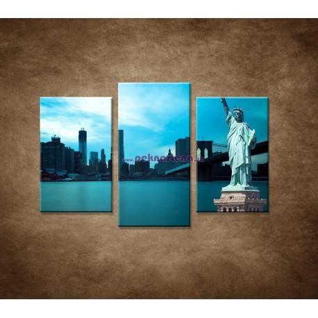 Obrazy na stenu - Manhattan a Socha Slobody - 3dielny 75x50cm