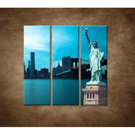 Obrazy na stenu - Manhattan a Socha Slobody - 3dielny 90x90cm
