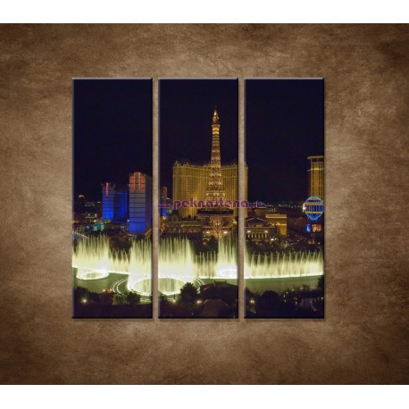Obrazy na stenu - Nočné Las Vegas - 3dielny 90x90cm