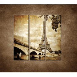 Obrazy na stenu - Výhľad na Eifelovu vežu - 3dielny 90x90cm