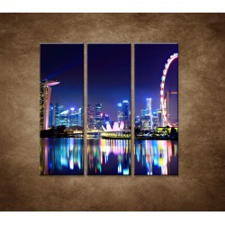 Obrazy na stenu - Singapur - nočná panoráma - 3dielny 90x90cm