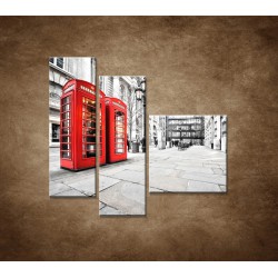 Obrazy na stenu - Červené telefónne búdky - 3dielny 110x90cm