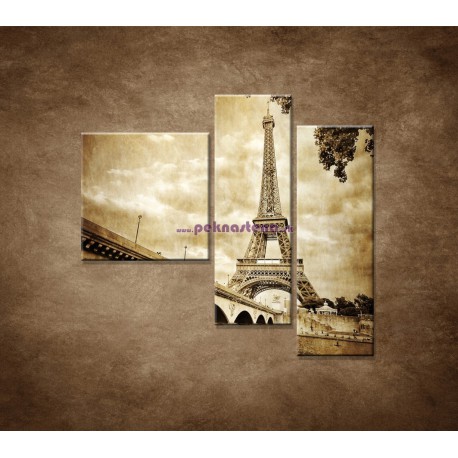 Obrazy na stenu - Výhľad na Eifelovu vežu - 3dielny 110x90cm