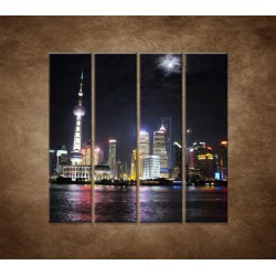 Obrazy na stenu - Nočný Shanghai - 4dielny 120x120cm