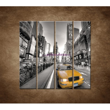 Obrazy na stenu - Žltý taxík - 4dielny 120x120cm