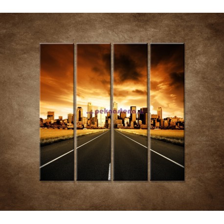 Obrazy na stenu - Diaľnica do mesta - 4dielny 120x120cm