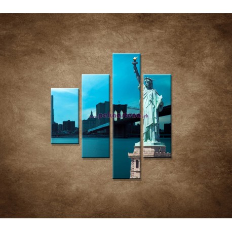 Obrazy na stenu - Manhattan a Socha Slobody - 4dielny 80x90cm