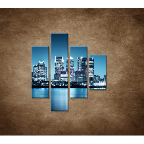 Obrazy na stenu - Nočné mesto - 4dielny 80x90cm