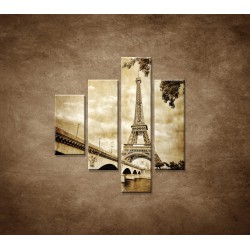 Obrazy na stenu - Výhľad na Eifelovu vežu - 4dielny 80x90cm