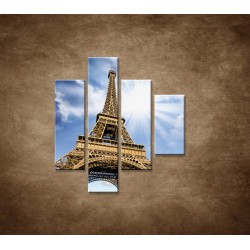 Obrazy na stenu - Pohľad na Eifelovu vežu - 4dielny 80x90cm