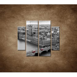 Obrazy na stenu - Čiernobiely Londýn - 4dielny 100x90cm
