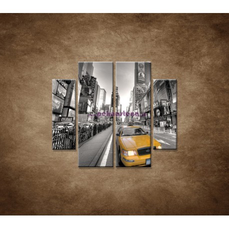 Obrazy na stenu - Žltý taxík - 4dielny 100x90cm
