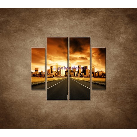 Obrazy na stenu - Diaľnica do mesta - 4dielny 100x90cm