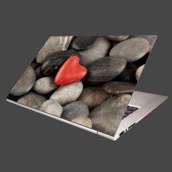 Nálepka na notebook - Červené srdce na kameňoch