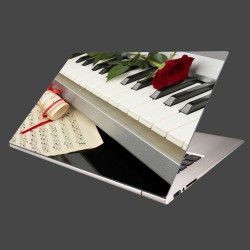 Nálepka na notebook - Piáno a ruža