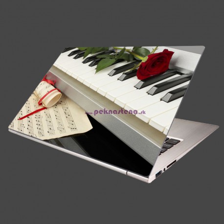 Nálepka na notebook - Piáno a ruža