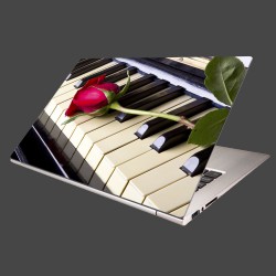Nálepka na notebook - Ruža na klavíri