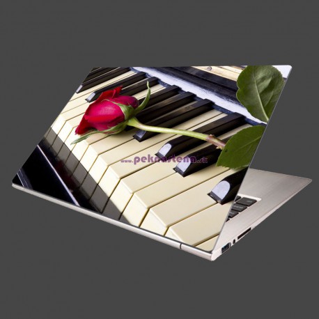 Nálepka na notebook - Ruža na klavíri