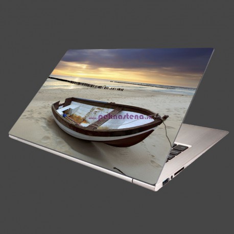 Nálepka na notebook - Loďka na pláži