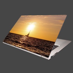 Nálepka na notebook - Západ slnka nad jachtou