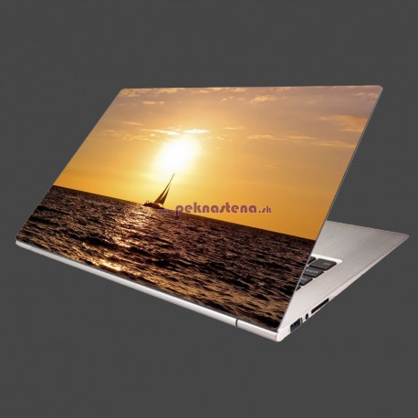 Nálepka na notebook - Západ slnka nad jachtou