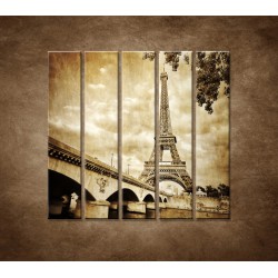 Obrazy na stenu - Výhľad na Eifelovu vežu - 5dielny 100x100cm