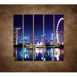 Obrazy na stenu - Singapur - nočná panoráma - 5dielny 100x100cm