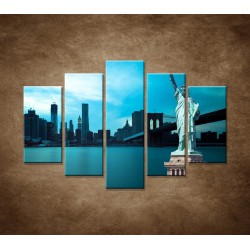 Obrazy na stenu - Manhattan a Socha Slobody - 5dielny 150x100cm