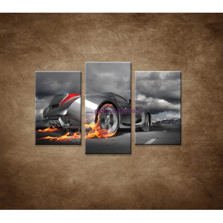 Obrazy na stenu - Rýchle auto - 3dielny 75x50cm