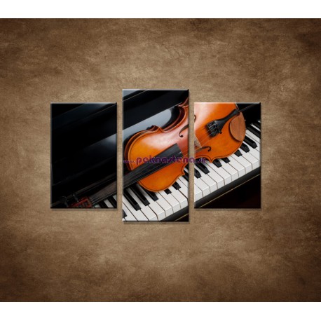 Obrazy na stenu - Husle a klavír - 3dielny 75x50cm