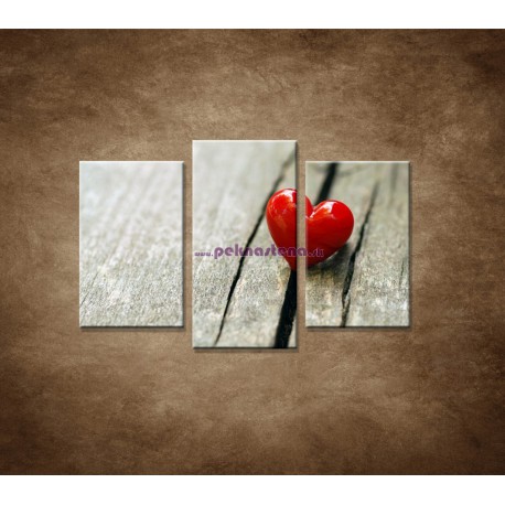 Obrazy na stenu - Červené srdiečko - 3dielny 75x50cm