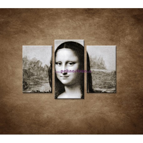 Obrazy na stenu - Čiernobiela Mona Lisa - 3dielny 75x50cm