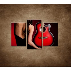 Obrazy na stenu - Žena s gitarou - 3dielny 75x50cm