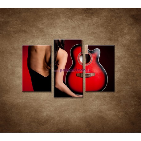 Obrazy na stenu - Žena s gitarou - 3dielny 75x50cm
