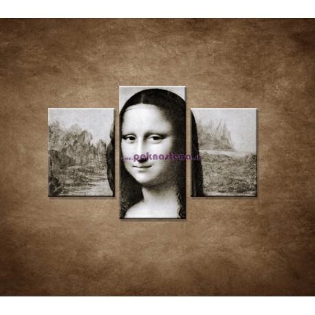 Obrazy na stenu - Čiernobiela Mona Lisa - 3dielny 90x60cm