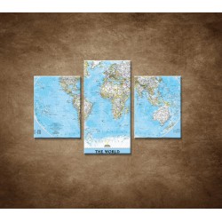 Obrazy na stenu - Politická mapa sveta - 3dielny 90x60cm