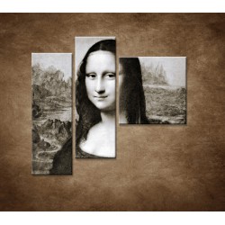 Obrazy na stenu - Čiernobiela Mona Lisa  - 3dielny 110x90cm