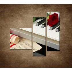 Obrazy na stenu - Piano a ruža - 3dielny 110x90cm