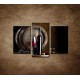 Obrazy na stenu - Fľaša červeného vína - 3dielny 75x50cm
