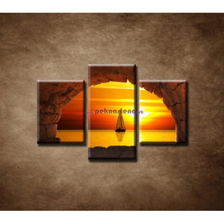 Obrazy na stenu - Plachetnica na mori - 3dielny 75x50cm