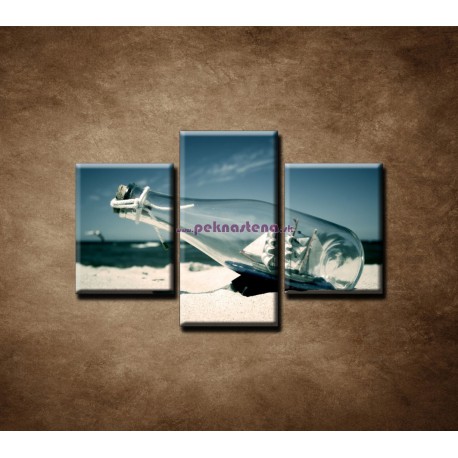 Obrazy na stenu - Loď vo fľaši - 3dielny 75x50cm