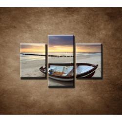 Obrazy na stenu - Loďka na pláži - 3dielny 75x50cm