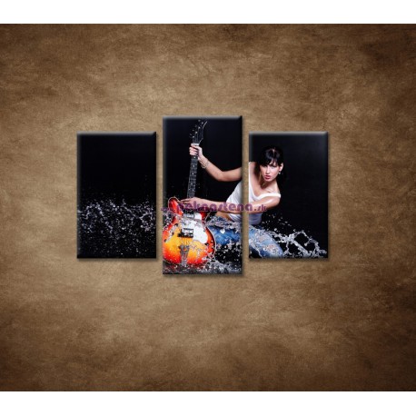 Obrazy na stenu - Gitaristka - 3dielny 75x50cm