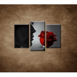 Obrazy na stenu - Žena s ružou - 3dielny 75x50cm