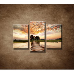 Obrazy na stenu - Západ slnka nad riekou - 3dielny 75x50cm
