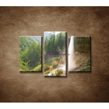 Obrazy na stenu - Vodopád v Alpách - 3dielny 75x50cm