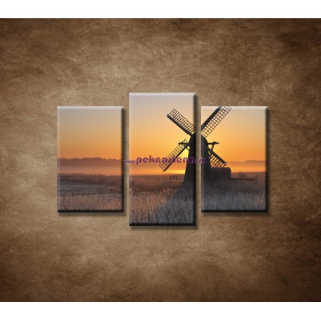 Obrazy na stenu - Mlyn v hmle - 3dielny 75x50cm