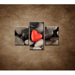 Obrazy na stenu - Červené srdce na kameňoch - 3dielny 90x60cm